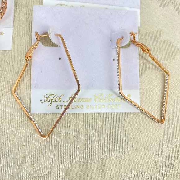 FAC 8 Pair Rose Gold Tone Rhodium Plated Earrings NWT - Picture 2 of 13